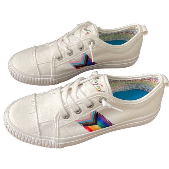 Blowfish Shoes - Blowfish Malibu Womens Fashion Sneakers Shoes Lace Up Multicolor White Size 9